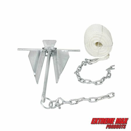 Extreme Max Extreme Max 3006.6717 Complete Slip Ring Anchor Kit w Rope / Anchor Chain / Shackle-#7 / 4.5 lbs. 3006.6717